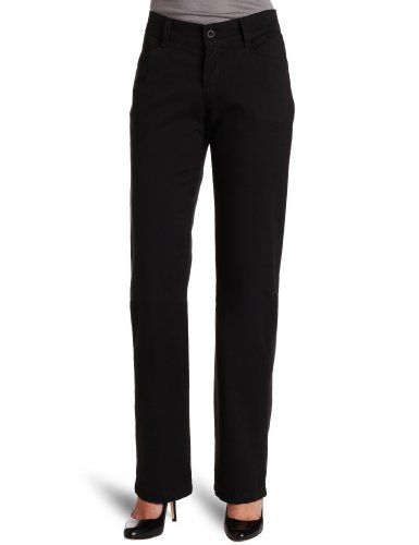 Lee Women's Petite Relaxed Fit Plain Front Straight Leg Pant, Black, 6 Short Petite