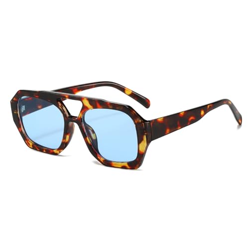 lurora2021 70s Retro Double Bridge Pilot Gafas de Sol Hexagonales Clásicas Cuadradas de Conducción Gafas de Sol Rectangulares Retro Polarizadas Hombre Mujer Protección UV para Conducir Viajes