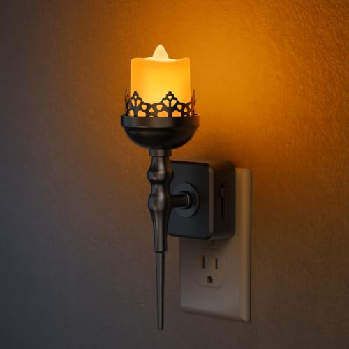 Image of Briignite Halloween Night Light, Gothic Candle Night Lights, Amber 1600K