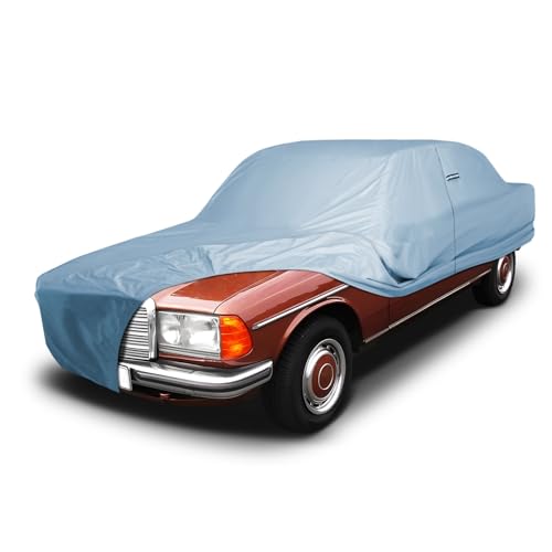 Image of iCarCover Car Cover All Weather for 1977-1980 Mercedes W114 /W115 230 /C /T | Heavy Duty Waterproof Custom Fit Hail UV Sun Rain Snow Protection for Automobiles Outdoor Indoor Full Exterior (Sky Gray)
