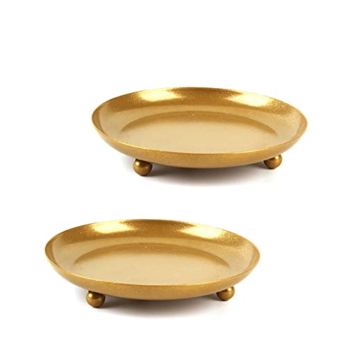 Alnicov 2 platos portavelas, 4,4 pulgadas, soporte para velas de cera para conos de incienso, spa, boda, decoración para fiestas en casa, dorado