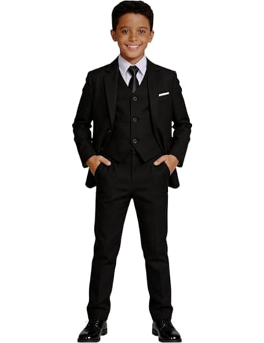 Visaccy Kids Suits for Boy Toddler Wedding Outfit Slim Fit Formal Wear Black Boys Suit Size 2T