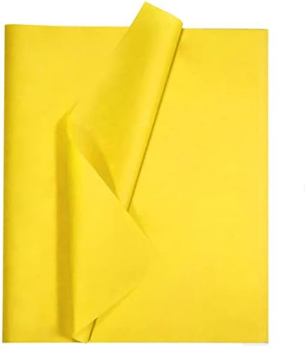 100 Sheets Yellow Tissue Paper for Packaging - Undemouc 14 x 20 Inch of Yellow Wrapping Tissue Paper Bulk for DIY Artworks Flower Decoration