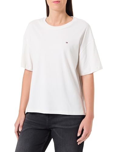 Tommy Hilfiger Women’s Short Sleeve Jersey Pyjama Top, Off-White (Ivory), M