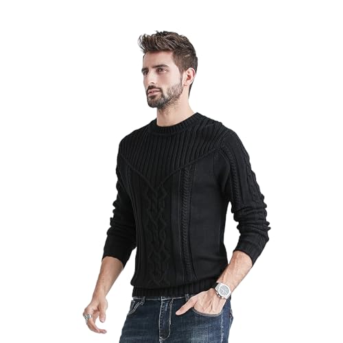Men's Pullover Sweater Long Sleeve Crew Neck Casual Fitted Knitted Sweater2