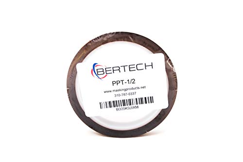 Image of Bertech High Temperature Tape, 3-Pack, 1 Mil Thick, 1 /2 Inch Wide x 36 Yards Long, Polyimide Film with Silicone Adhesive, 500F Resistance