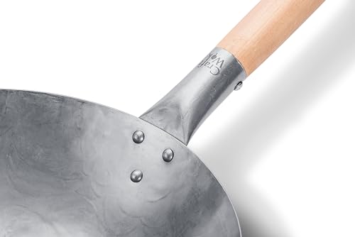 Craft Wok Wok Piatto In Acciaio Al Carbonio Martellato A Mano Con Manico In Legno E Acciaio (30,5 Cm, Fondo Piatto) / 731W316-30,5 Cm - 5