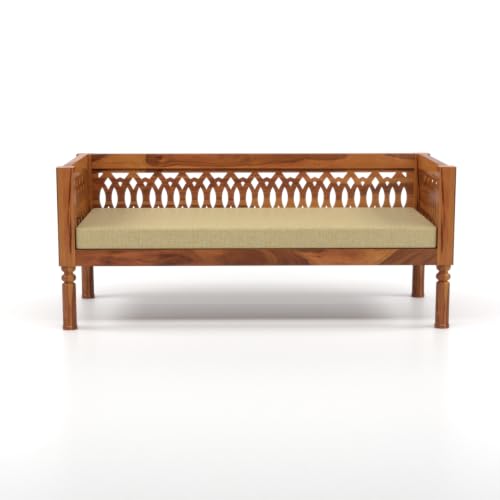 Image of NATRAJ ART & CRAFT Sheesham Wood 7 Seater Sofa Set for Living Room | Wooden CNC Sofa Set for Living Room Furniture (3+2+2 Seater, Honey Finish)