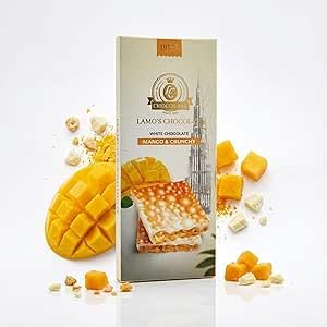 Access minute - Chocolat Mangue Crunchy 80 g - Barre Chocolat au Lait avec Éclats de Mangue et Croustillant - Texture Croquante - LAMO’S