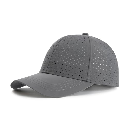 Image of FEINION Men Summer Adjustable Performance Hat Breathable Snapback Laser Perforated Mesh Baseball Cap