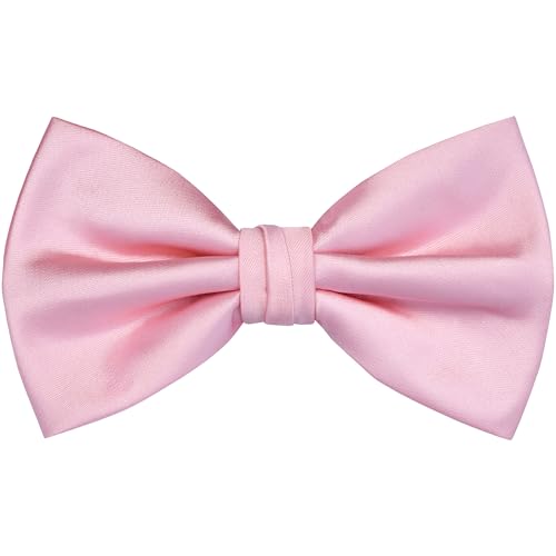 Branduce Light Pink Bow Tie for Men Adjustable Pre-tied Silk Blend Bowties for Wedding Business Party (BB09-40)