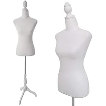 Mannequin Body Torso Tripod Stand Dress Form 58-67 Inch Height Adjustable Manikin Body Female White