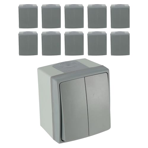 Lot de 10 doubles interrupteurs va et vient - IP55-250V