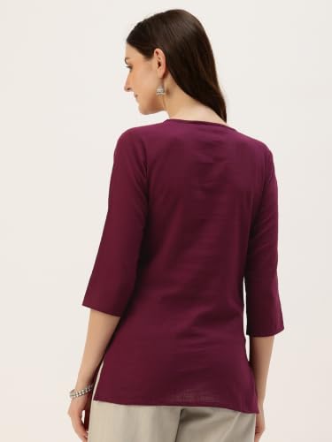 Image of Elegant Short Kurti for Women - 3 /4 Sleeves | Round Neck | (S to XXL)