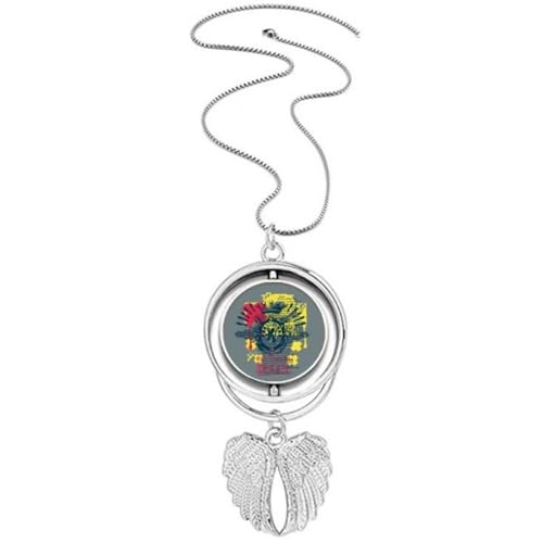 Collier rotatif lion graffiti street avec pendentif ailes d'ange hip hop