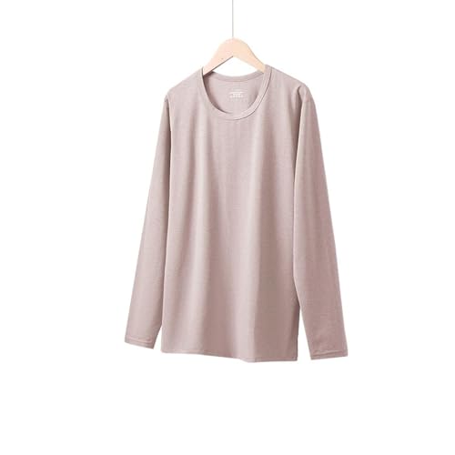 TYYBDFC Ropa Térmica Camiseta Interior Cepillada De Cuello Redondo Modal, Cálida, Cómoda Y Antibacteriana, Versátil Sencilla-Caqui-l 90-120 Kg