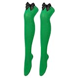 Genérico Calcetines AlgodóN Mujer Calcetines largos para mujer Bowknot Calcetines de color Calcetines hasta el muslo Calcetines sobre la rodilla Festival Navidad Calcetines Hombre (Green, One Size)