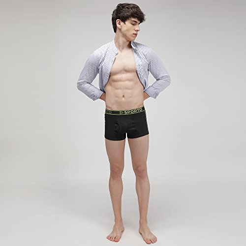 Image of sporto Men's Mid-Rise Super Soft & Comfortable Solid Cotton Square Trunks with No-Fold & No-Pinch Elastic Waistband (Combo Pack)