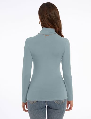 Image of Women's Turtleneck Long Sleeve Shirts Slim Fitted Lightweight Base Layer Casual Tops