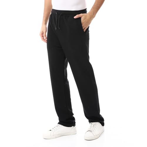 Andora Slash Pockets Elastic Waist Sweatpants_Black_3XL, Mens