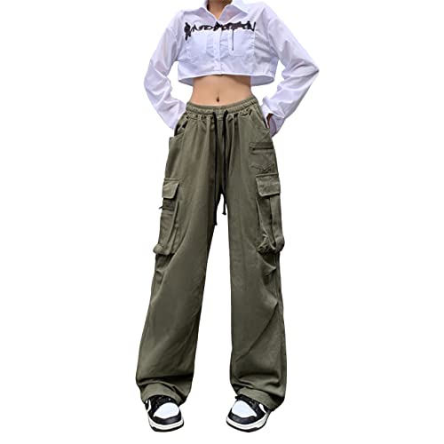 Linsennia Cargohose Damen Baggy Y2k Cargo Parachute Pants Weite Teenager...