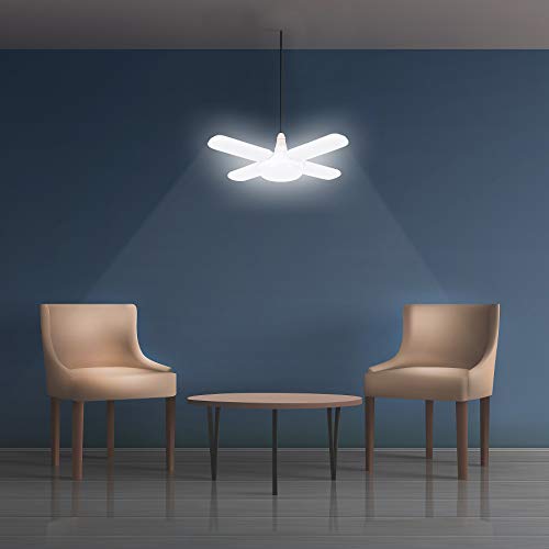 Remeka B22 Foldable Light, 75W 5-Leaf Fan Blade LED Light Bulb, Super Bright Angle Adjustable Home Ceiling Lights, AC95-265V, Cool White Light Pendants Ceiling Lamp
