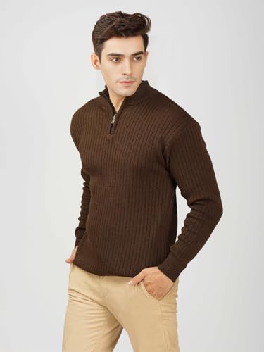 Image of LOQUE Men's Wool Blend Selection Sweater Half Zip High Neck Pullover Warm Casual Winter Wear for Office and Travel