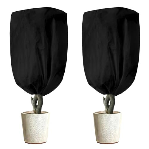 LINSOCLE Cubre Plantas Invierno Negro, Funda para Plantas para Invierno 120 x 80cm, Protector Arbol para el Frio, Bolsas antiheladas para Proteger Las limonero Citricos Exterior de Las Heladas