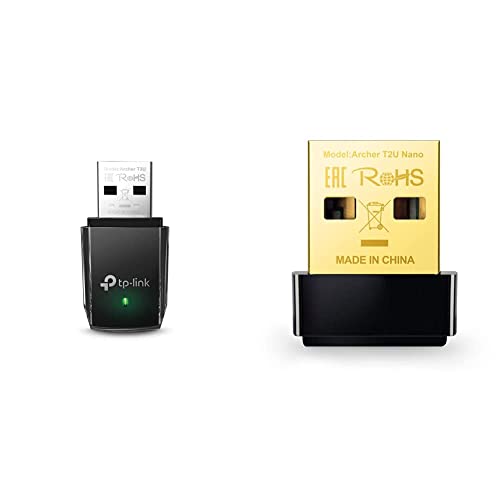 TP-Link Archer T3U AC1300 USB WLAN Stick Adapter & Archer T2U Nano AC600 USB WLAN Stick Adapter(433MBit/s 5GHz, 200MBit/s 2,4GHz, WPA und WPA2-Verschlüsselungs-Standard) schwarz/Gold