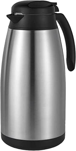 Luvan 2 Litre Coffee Pot 304 Food-Grade Stainless Steel Thermal Carafe Jug/Double Walled Vacuum Insulated Coffee Pot with Press Button Top,12+ Hrs Heat&24+ Hrs Cold Retention,BPA Free,for Coffee,Tea