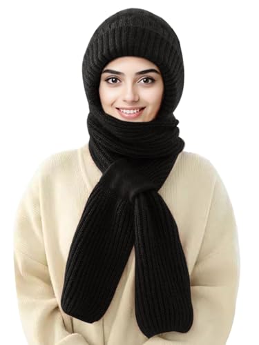 Sumolux Beanie Hat Scarf Integrated Ear Protection...