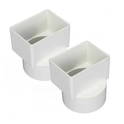 Sosation 2 Pcs 2x3x3 PVC Offset Downspout Drainage Adapter Connects 2 X3 Downspout to 3 Round Sewer and Drain Pipe Hub/spigot End Universal Design to Fit All Types of 3 Round Drain Pipe Tile