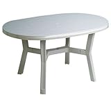 Resistente a los rayos UV Garden Life 4060 Mesa ovala, Blanco, 140x90x13 cm