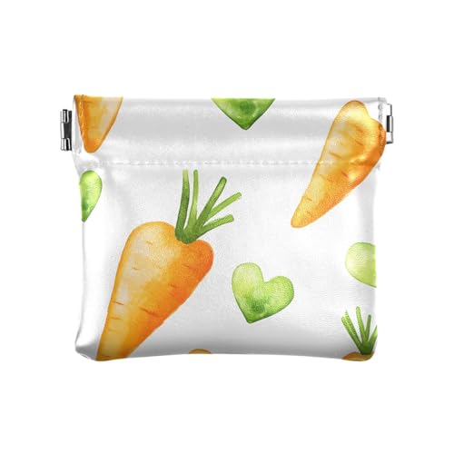 YETTASBIN Carrots PU Leather Coin Purse for Men Women, Compact Cosmetic Bag Waterproof Card Case Versatile Pouch Change Wallet Bag With Snap Closure for Jewelry Lipstick