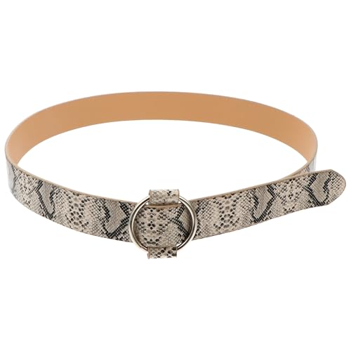 Snakeskin Belt Women Leather Belt Snakeskin Print Fashion Wide Waist Belt with Metal Buckle for Jeans Pants Women Girls Birthday