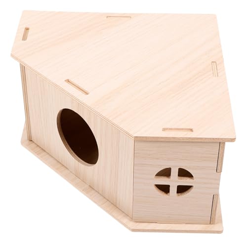 Casita de madera para hámster Housoutil con diseño triangular para jaula 2