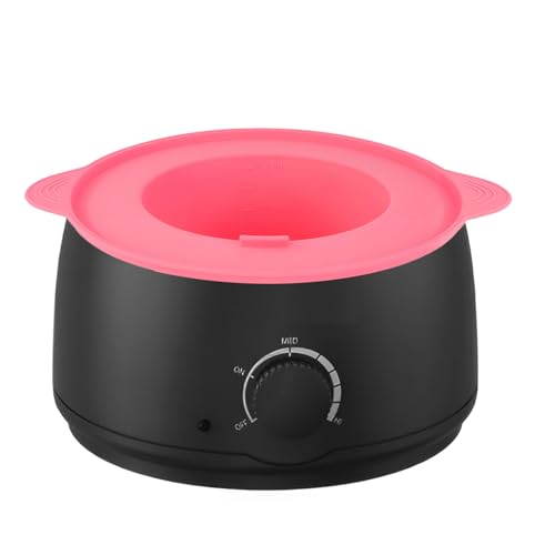 Image of 14 oz Silicone Wax Warmer Liner, Silicone Wax Bowl for Wax Warmer, Non-Stick Wax Melt Warmer Wax Pot Replacement, Reusable Wax Melt Liner with 100 Pcs Waxing Sticks Body Hair Removal Sticks Pink