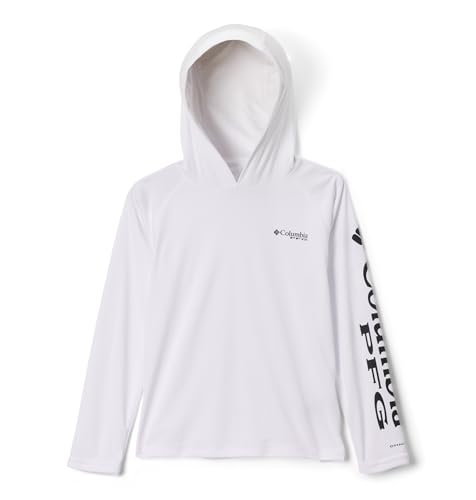 Lista de Sudaderas con capucha para Niño para comprar online. 45 Columbia PFG Terminal Tackle Sudadera con Capucha para niños, Blanco/Negro (White/Black Logo), Medium