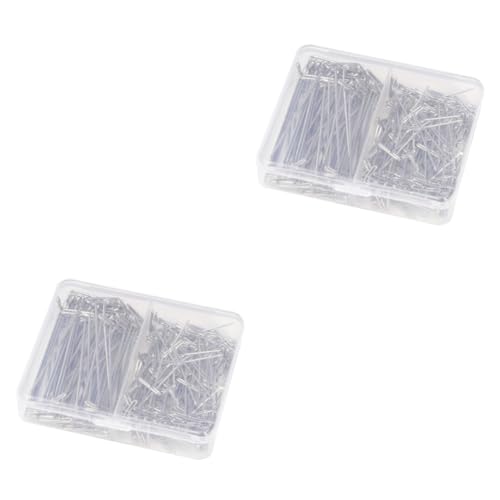 BEBEMOKO 300 Pcs Stainless Steel Wig T-pins Set 32mm 51mm Blocking Knit Kit Needle Thread Sewing Tool