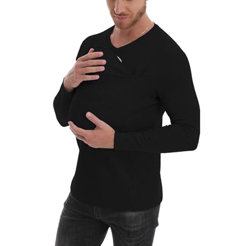 Kangaroo Shirt for Dad and Baby, V-Neck Long Sleeve T-Shirt, Grey, Male, Baby Boys, Modern, Loose Fit3