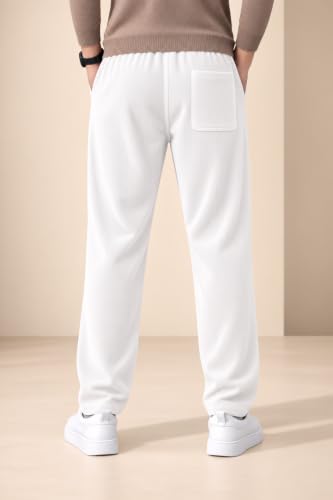 Image of Men's Comfortable Corduroy Pants | Relaxed Fit Stretch Waist Trousers for Everyday Wear Cream