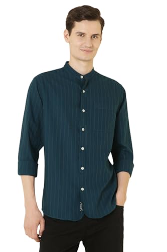 Image of Allen Solly Men's Casual Mandarin Collar Shirt | Regular Fit | Contemporary Design | Smart Casual Wear