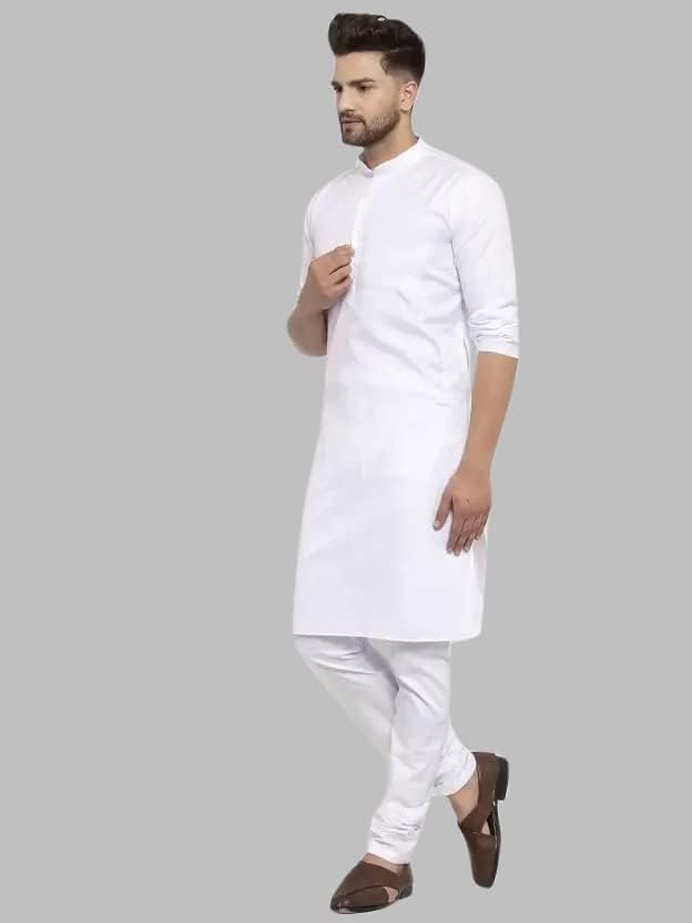 Image of Luxrio Kurta for Men Cotton Blend Long Solid Straight Fit