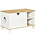 PawHut Katzenschrank für katzentoilette Katzenklo Katzenhaus für Katzenbett mit Türöffnung Kiefernholz Eiche+Weiß 100 x 55 x 60 cm