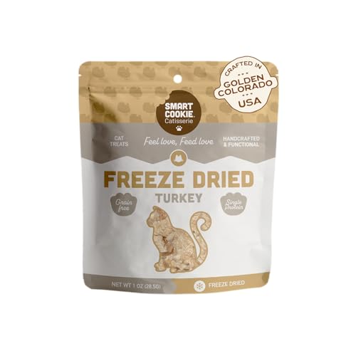 Smart Cookie Turkey Freeze Dried Cat Treats – Single Ingredient, High-Protein Snacks for Picky Cats – 100% Lean Turkey, No Fillers or Additives, Made in The USA – 1oz