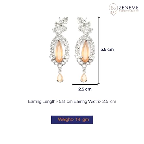 Rhodium-Plated American Diamond Drop Earrings
