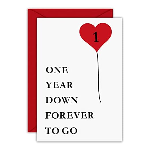 Anniversary Card Gifts For Her, 1 Year Anniversary for Boyfriend Girlfriend, First Wedding Anniversary, Romantic 1st Valentines Day Wedding Card Gifts For Couple Husband Wife
