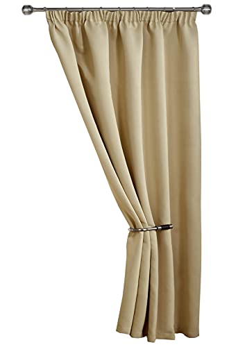 Emma Barclay – Blackout Door Curtain for Bedroom Thermal Insulated Woven Pencil Pleat Blackout Single Curtain Cali Collection (46” x 84” Inch)(Beige)