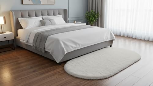 Image of Fluffy Silky Micro Fiber Polyster Carpet /Runner for Bedroom, Study Room, Playing Room, Guest Room ETC. 1.5x4 Feet, (Ivory)
