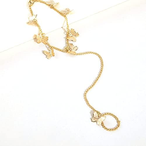 Miniatura 3 de Bethynas Pulsera bohemia con borla de mariposa con anillo de dedo esclavo, colgante de mariposa gitana, arnés de mano, anillo bohemio, pulsera